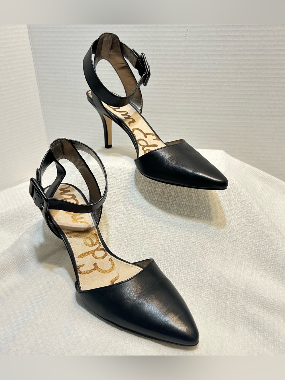 Sam Endelman Okala Black Leather Ankle Strap Sandals Women's Size 8.5M EUC